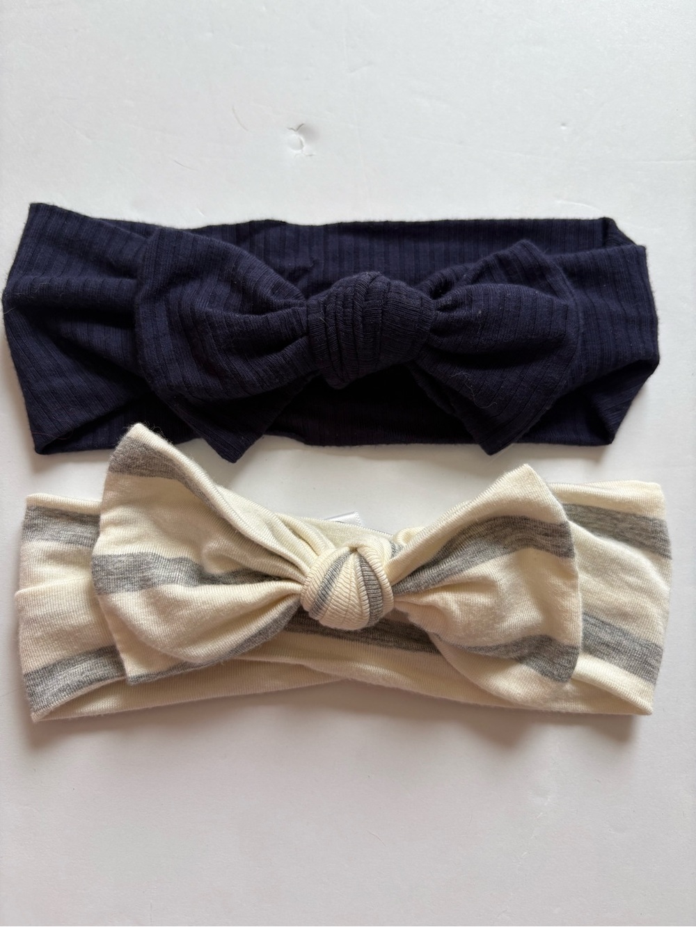 Lou Lou & Company Bow Headband Set - Navy and Cream Gray Stripe